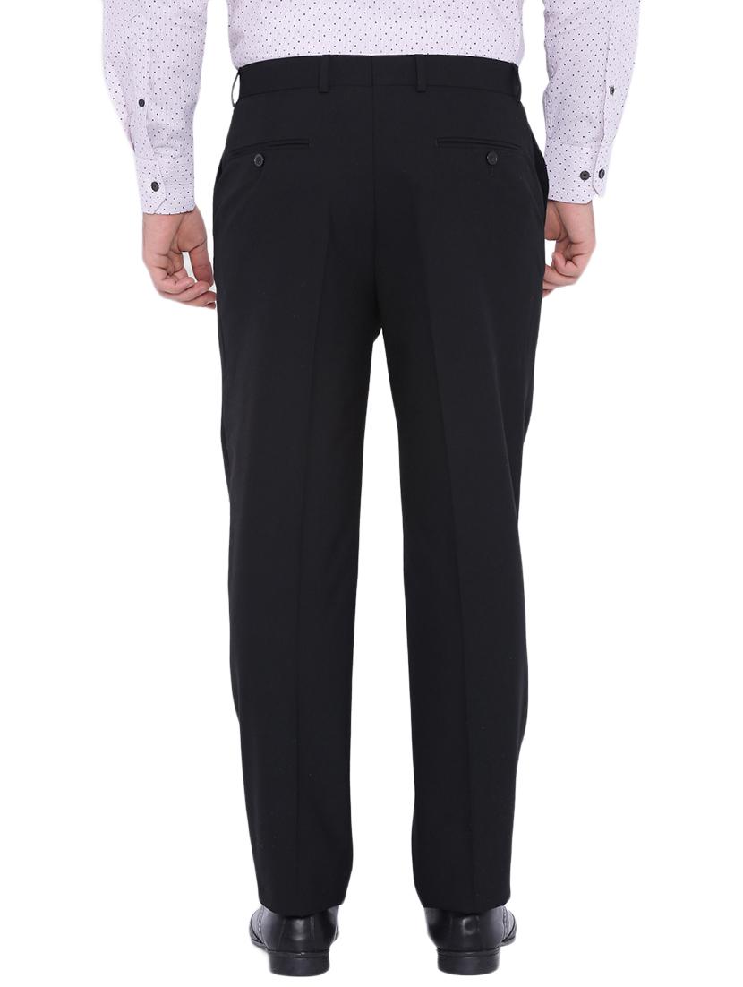black polyester flat front trousers formal - 12269088 - Zoom Image - 3