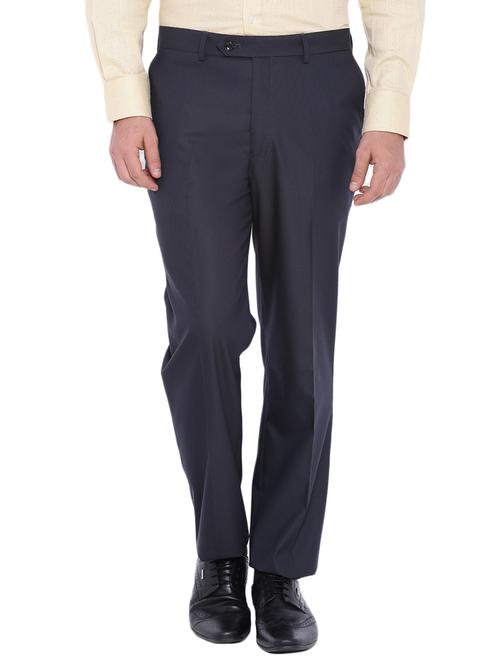 blue polyester flat front trousers formal trouser - 12269090 - Standard Image - 1