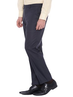 blue polyester flat front trousers formal trouser - 12269090 - Standard Image - 2