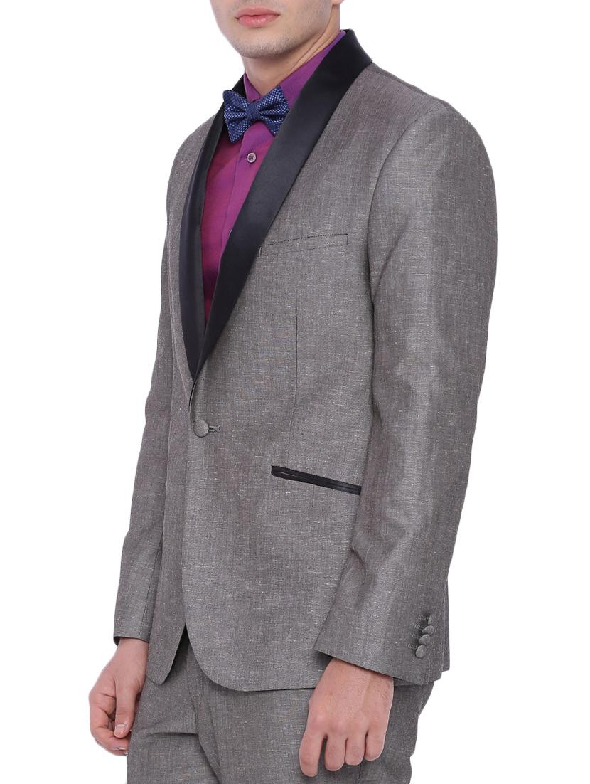 beige linen formal blazer - 12269123 - Zoom Image - 3