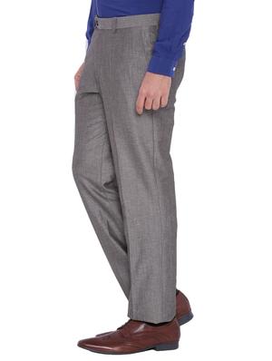 grey linen flat front trousers formal trouser - 12269177 - Standard Image - 2