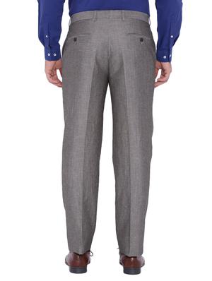 grey linen flat front trousers formal trouser - 12269177 - Standard Image - 3