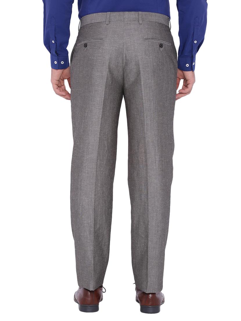grey linen flat front trousers formal trouser - 12269177 - Zoom Image - 3