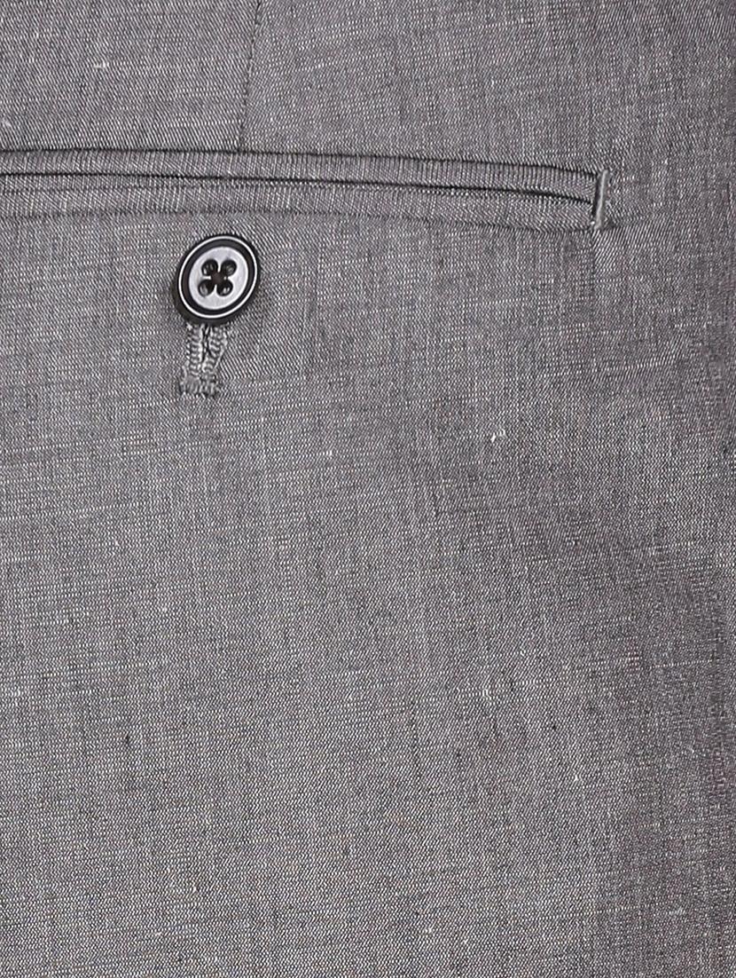 grey linen flat front trousers formal trouser - 12269177 - Zoom Image - 4