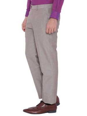 beige linen flat front trousers formal - 12269178 - Standard Image - 2