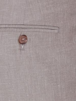 beige linen flat front trousers formal - 12269178 - Standard Image - 4
