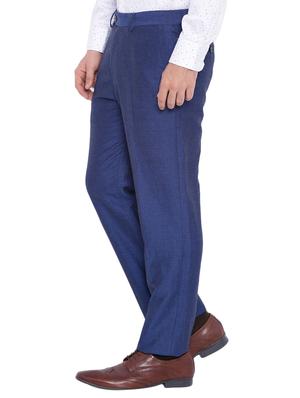 blue linen flat front trousers formal - 12269179 - Standard Image - 2