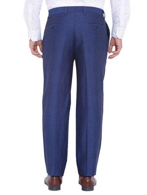 blue linen flat front trousers formal - 12269179 - Standard Image - 3