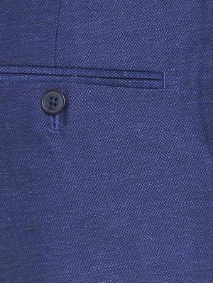 blue linen flat front trousers formal - 12269179 - Standard Image - 4