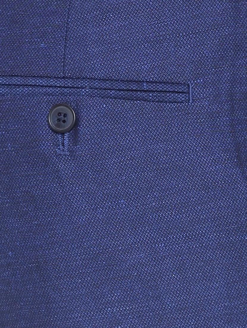 blue linen flat front trousers formal - 12269179 - Zoom Image - 4