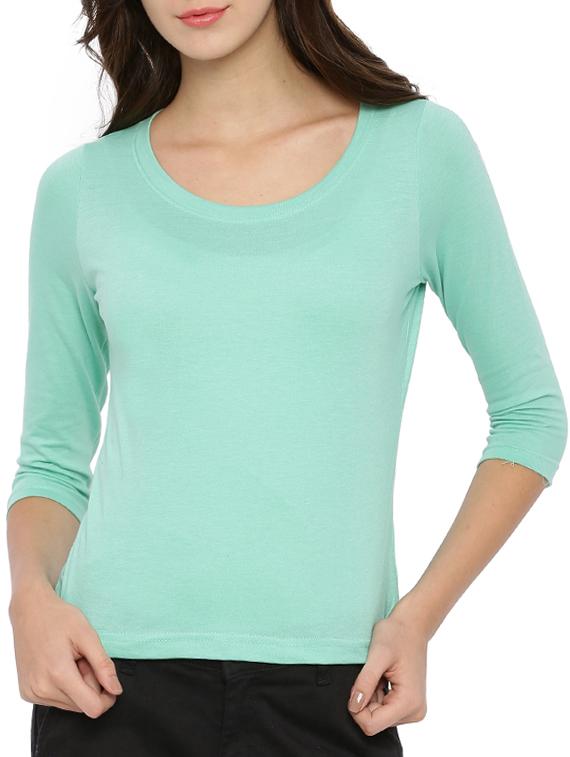 round neck solid sea green top - 12269305 - Zoom Image - 1