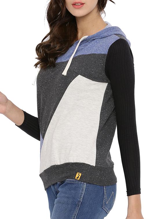 color block hooded sweatshirt - 12269356 - Zoom Image - 2