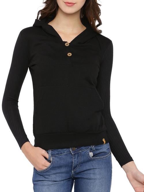 hooded neck solid sweatshirt - 12269358 - Standard Image - 1