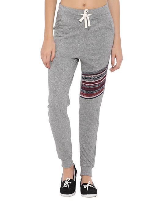 grey printed cotton track pant - 12269368 - Standard Image - 1