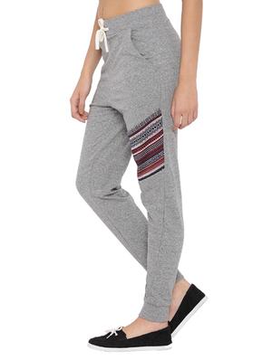 grey printed cotton track pant - 12269368 - Standard Image - 2