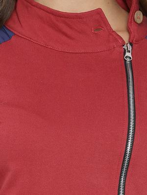 solid red cotton zipper jacket - 12269373 - Standard Image - 4