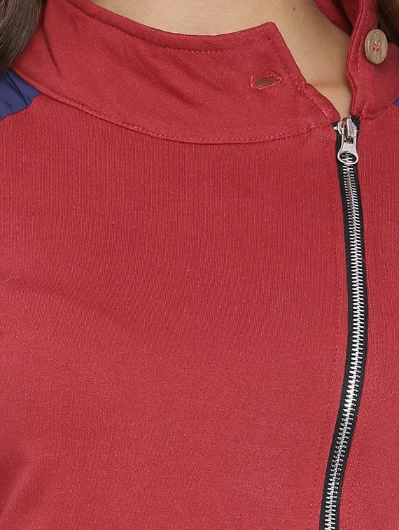 solid red cotton zipper jacket - 12269373 - Zoom Image - 4