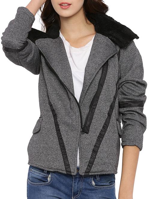 grey cotton unstructured jacket - 12269379 - Standard Image - 1