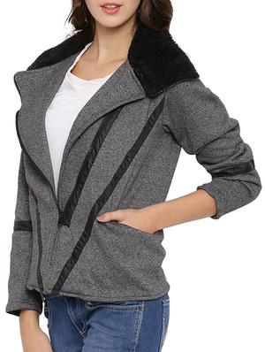 grey cotton unstructured jacket - 12269379 - Standard Image - 2