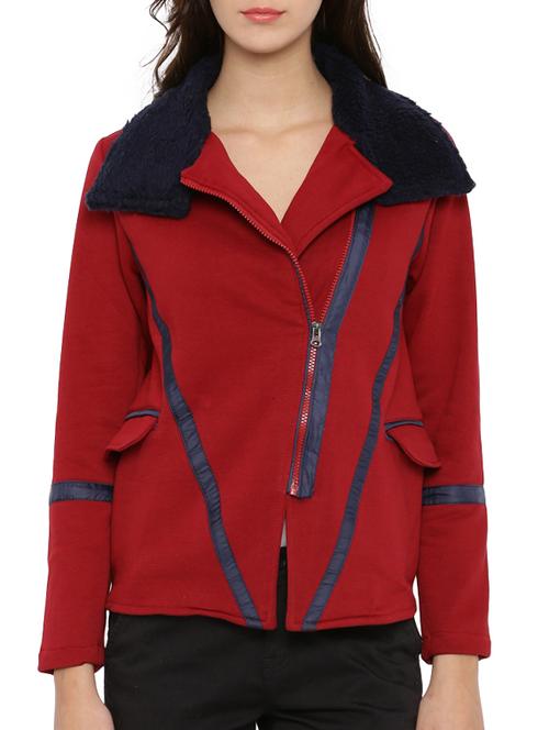 red cotton zipper jacket - 12269383 - Standard Image - 1