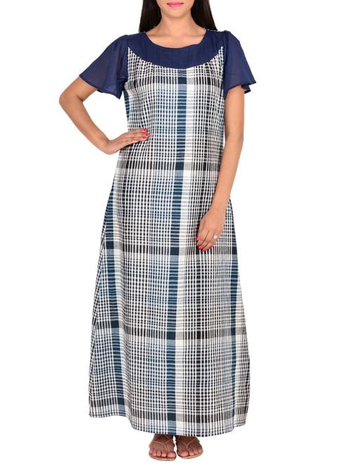 navy blue cotton nighty - 12270071 - Standard Image - 1