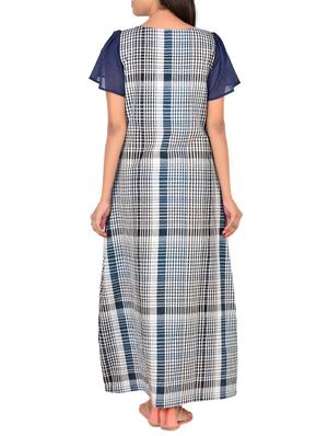 navy blue cotton nighty - 12270071 - Standard Image - 3