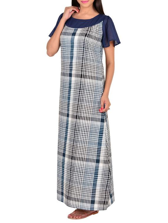 navy blue cotton nighty - 12270071 - Zoom Image - 2