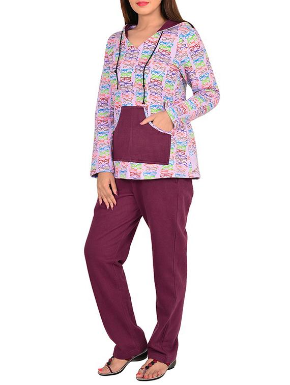 purple cotton pyjama set - 12270132 - Zoom Image - 2