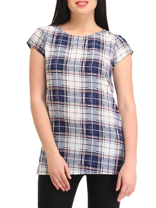 plaid cap sleeved top - 12271023 - Standard Image - 1
