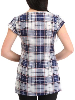 plaid cap sleeved top - 12271023 - Standard Image - 3
