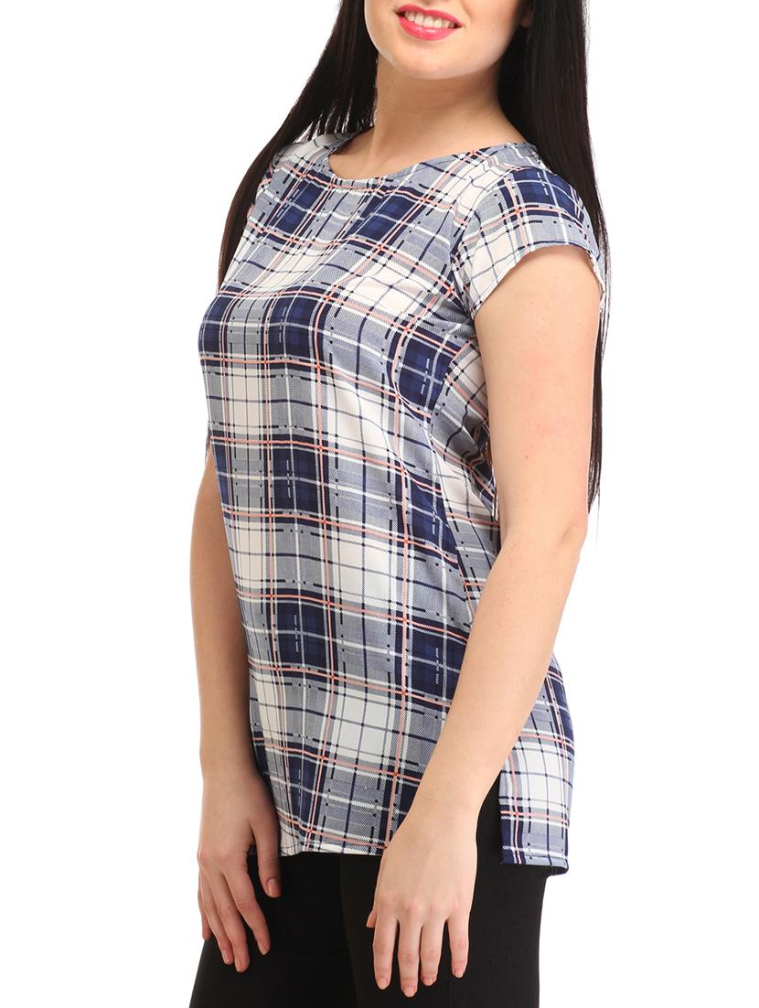 plaid cap sleeved top - 12271023 - Zoom Image - 2