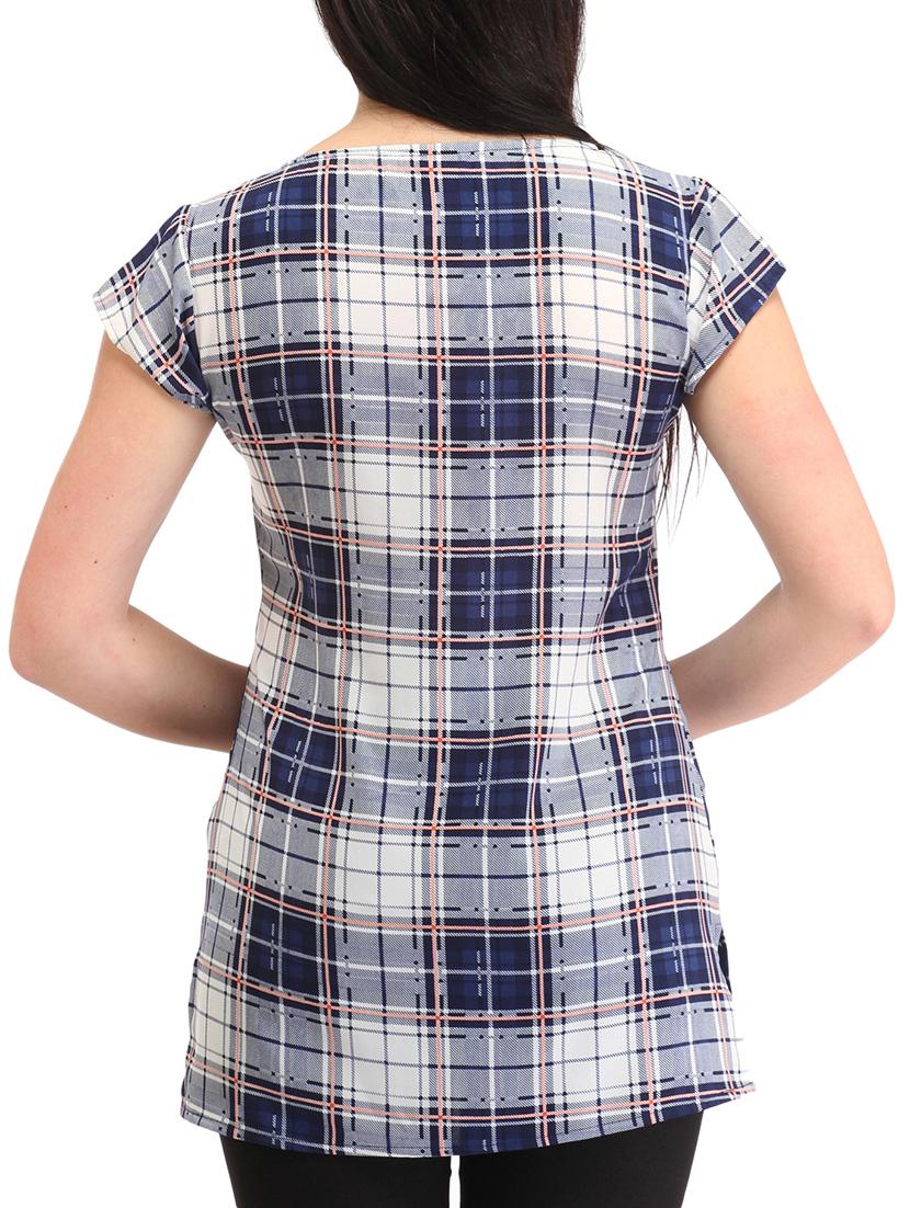 plaid cap sleeved top - 12271023 - Zoom Image - 3