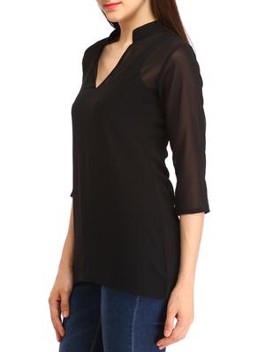 onyx black band collar top - 12271038 - Standard Image - 2