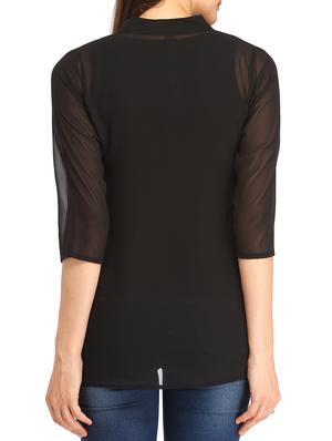 onyx black band collar top - 12271038 - Standard Image - 3