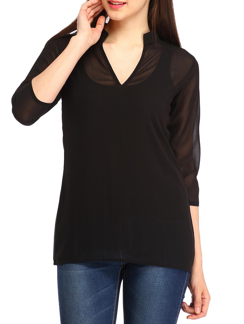 onyx black band collar top - 12271038 - Zoom Image - 1