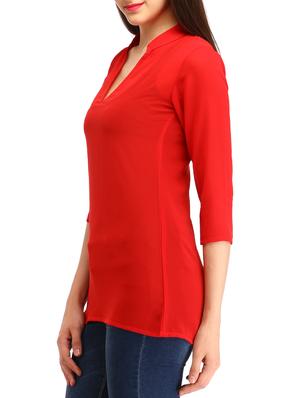scarlet red band collar top - 12271040 - Standard Image - 2
