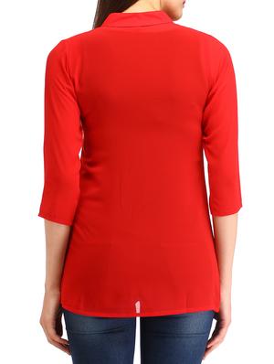 scarlet red band collar top - 12271040 - Standard Image - 3