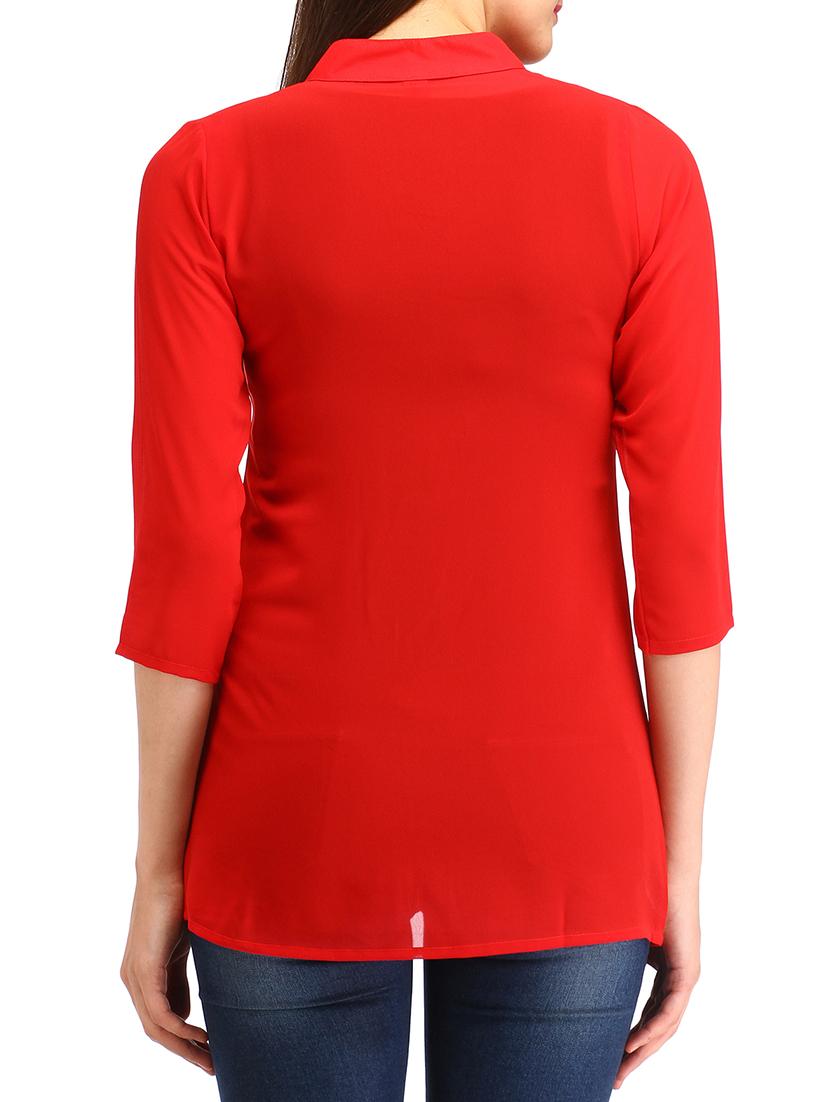 scarlet red band collar top - 12271040 - Zoom Image - 3