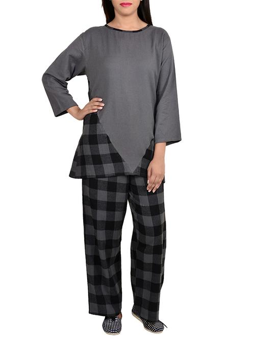 grey polyester pyjama set - 12272231 - Standard Image - 1
