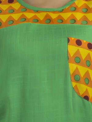 green rayon straight kurta - 12274058 - Standard Image - 4
