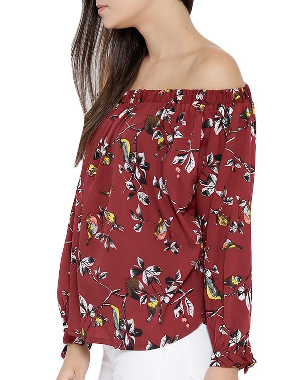 maroon printed regular top - 12275400 - Zoom Image - 2