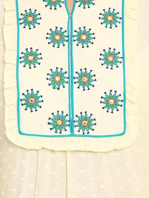 cream cotton embroidered kurti - 12276012 - Standard Image - 4