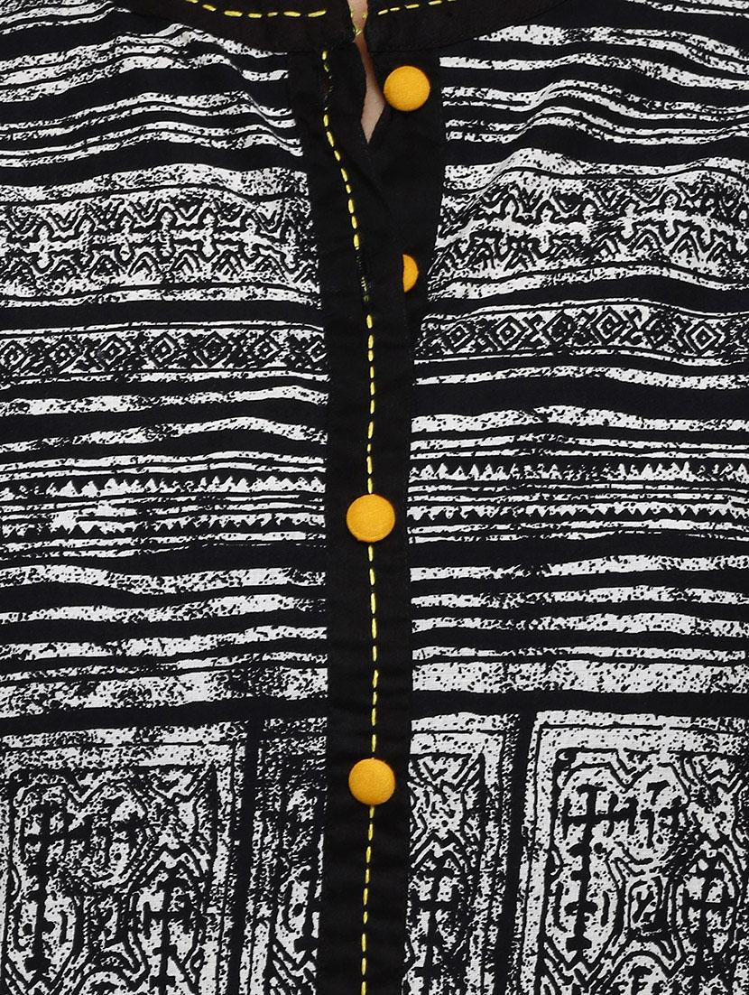 monochrome rayon straight kurta - 12276017 - Zoom Image - 3