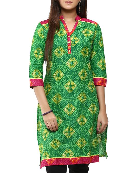 green viscose straight kurta - 12276018 - Standard Image - 1