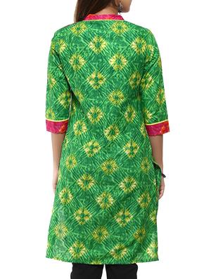 green viscose straight kurta - 12276018 - Standard Image - 3