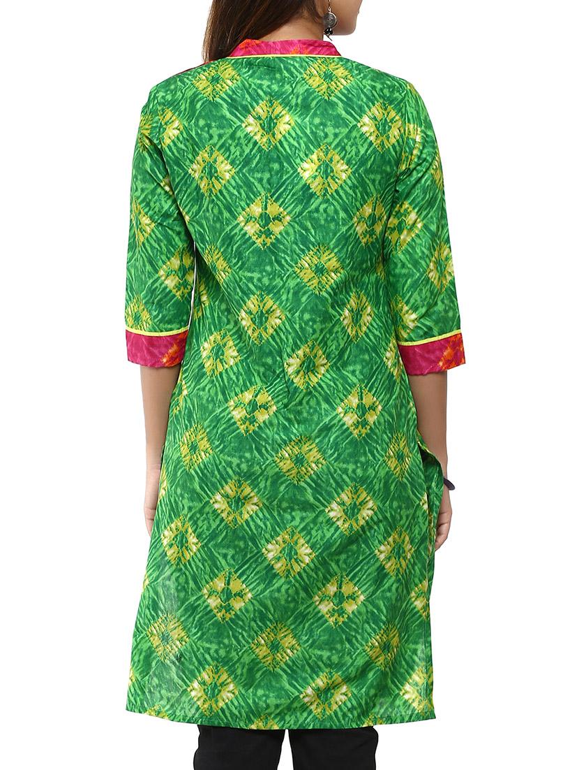 green viscose straight kurta - 12276018 - Zoom Image - 3