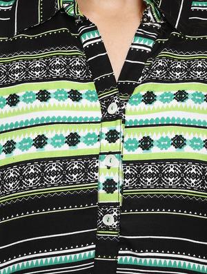 green viscose highlow kurta - 12276031 - Standard Image - 4