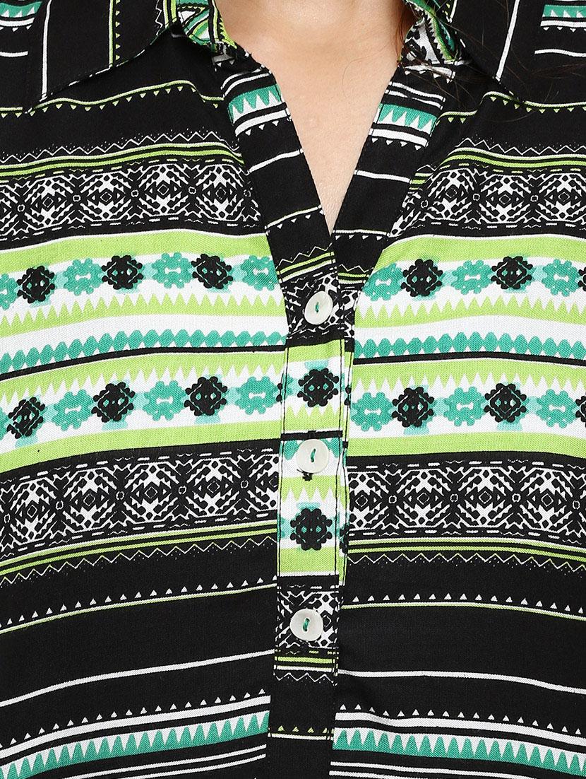 green viscose highlow kurta - 12276031 - Zoom Image - 4