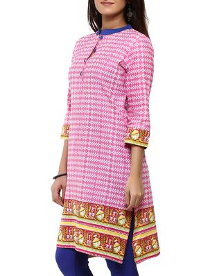 pink cotton straight kurta - 12276033 - Standard Image - 2