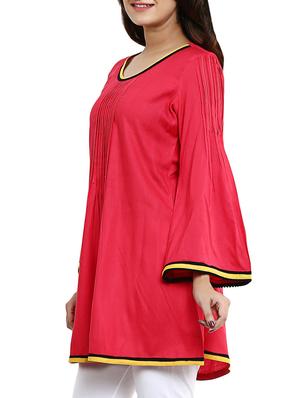 pink rayon a-line kurta - 12276040 - Standard Image - 2